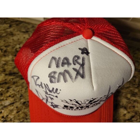 Rare Vintage Red & White Meshback BMX Trickstars Snapback Hat Autographed Auto - Picture 4 of 11